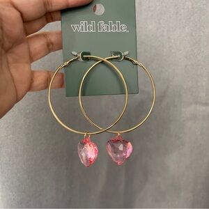 Wild Fable Gold Hoop Earrings with Pink Heart Charms